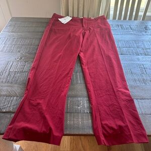 Zara High Waisted Straight Leg Side Slits Dress Pant NWT Size XXL Red Burgundy